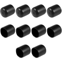 10pcs Rubber End Caps 15mm ID Vinyl Round End Cap Cover Screw Thread Protectors Black