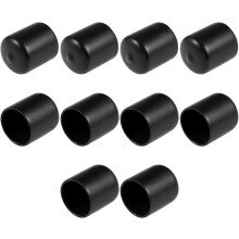 10pcs Rubber End Caps 28mm ID Vinyl Round End Cap Cover Screw Thread Protectors Black