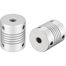 6.35mm to 6mm Aluminum Alloy Shaft Coupling Flexible Coupler Motor Connector Joint L30xD25 Silver 2Pcs