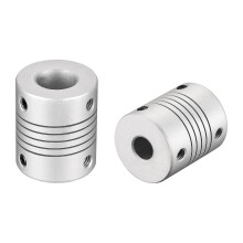 12mm to 8mm Aluminum Alloy Shaft Coupling Flexible Coupler Motor Connector Joint L30xD25 Silver 2Pcs