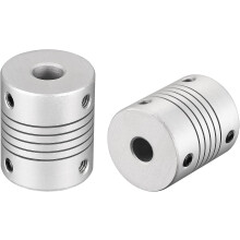 8mm to 7mm Aluminum Alloy Shaft Coupling Flexible Coupler Motor Connector Joint L30xD25 Silver 2Pcs