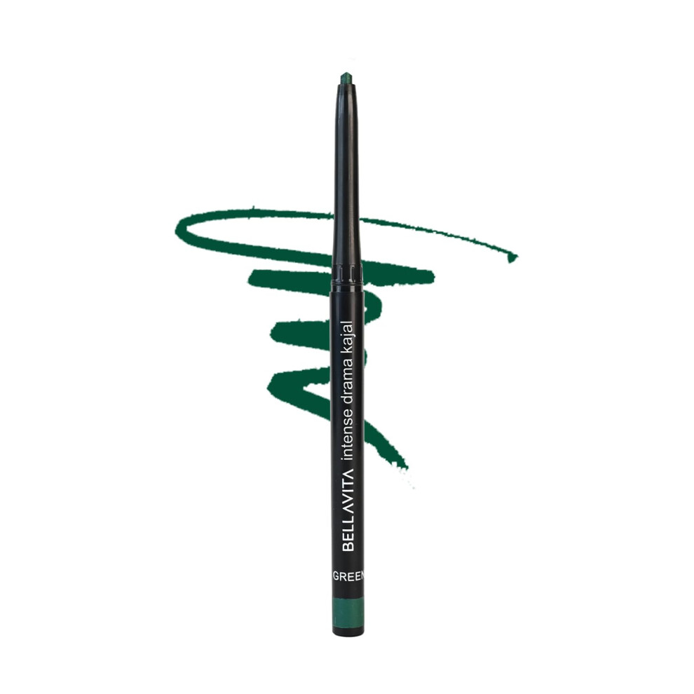 Photos - Eyeshadow Bellavita Intense Drama Kajal Green Waterproof Smudge Proof | Long Lasting, Enriched With Vitamin E & Almond Oil | Pencil Gl 