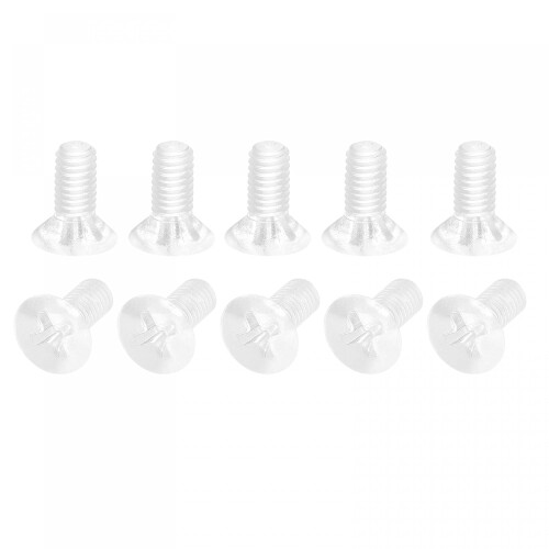 M4 x 10mm Plastic Phillips Machine Screws, PC Flat Head Machine Bolts Transparent 25pcs