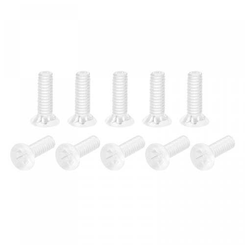 M2 x 6mm Plastic Phillips Machine Screws, PC Flat Head Machine Bolts Transparent 25pcs