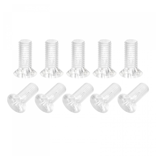 M10 x 25mm Plastic Phillips Machine Screws, PC Flat Head Machine Bolts Transparent 25pcs