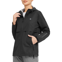 Damen Sport-Regenjacke, atmungsaktiv, leicht, Schwarz, M — sport regenjacke damen, wasserdichte jacke damen