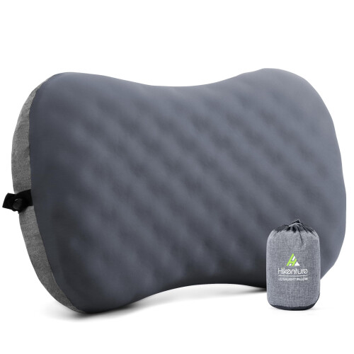 Oreiller Gonflable de Voyage Ergonomique Confortable Compact Gris
