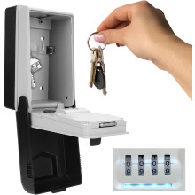 Caja Fuerte para Llaves 4 Dígitos Exterior Combinación Impermeable Sólida Gris