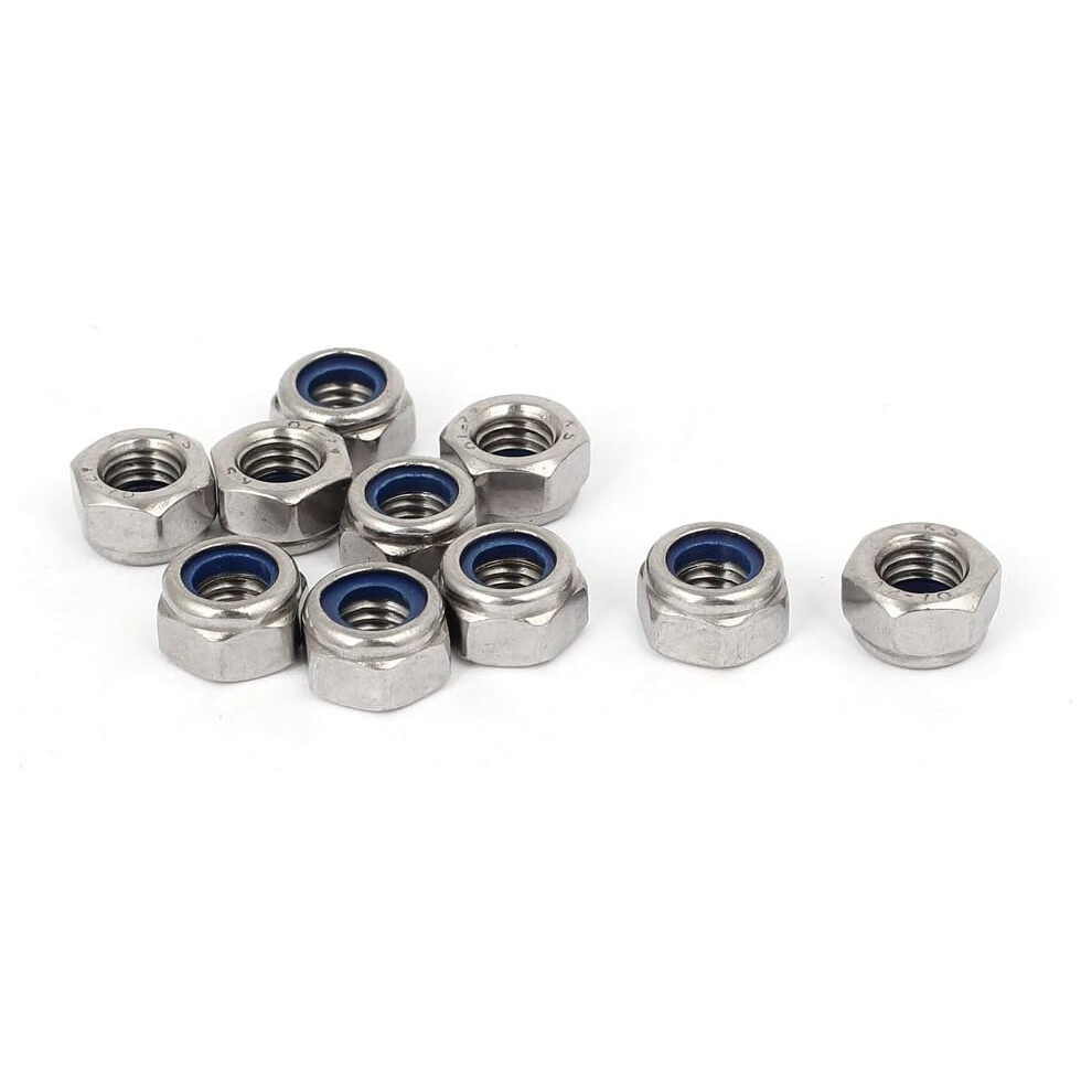 M8 X 1.25Mm 304 Stainless Steel Nylon Insert Hex Lock Locking Nut 10Pcs 709874263503