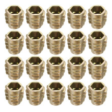 Furniture Threaded Insert Nuts Zinc Alloy Hex-Flush M8 Internal Threads 15mm Length 20pcs