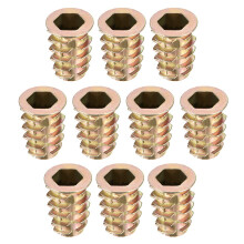 Furniture Threaded Insert Nuts Zinc Alloy M8 Internal Threads 20mm Length 10pcs