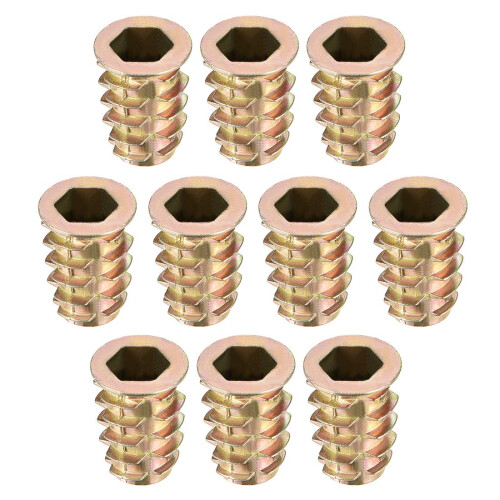 Furniture Threaded Insert Nuts Zinc Alloy M8 Internal Threads 20mm Length 10pcs