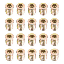 Wood Furniture M6x15mm Threaded Insert Nuts Interface Hex Socket Drive 20pcs