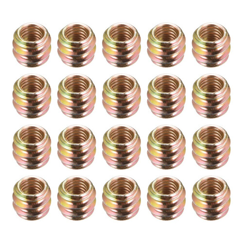 Furniture Threaded Insert Nuts Carbon Steel M6 Internal Thread 10mm Length 20pcs