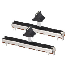 Fader Variable Resistors Mixer 75mm Straight Slide Potentiometer B10K Ohm White Black Knobs 2pcs