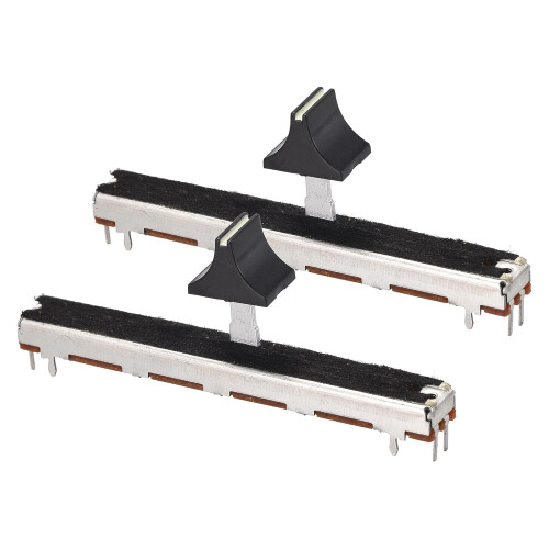 Fader Variable Resistors Mixer 75mm Straight Slide Potentiometer B10K Ohm White Black Knobs 2pcs