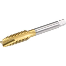 Spiral Point Plug Threading Tap UNC 1/2-13 Thread, Ground Threads H2 3 Flutes, High Speed Steel HSS 6542, Titanium Coated, Round Shank with Square End