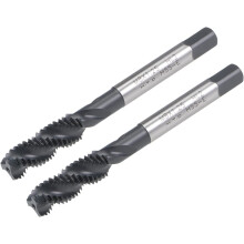 M8 x 1.25 Spiral Flute Thread Tap, Metric Machine Threading Tap HSS Nitriding Coated, Round Shank with Square End, H2 Tolerance, 2pcs