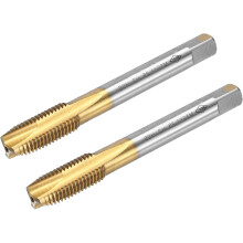 Spiral Point Plug Threading Tap M10 x 1.25 Thread, Ground Threads H2 3 Flutes, High Speed Steel 6542, Titanium Coated, Metric Screw Taps Tapping Bit f