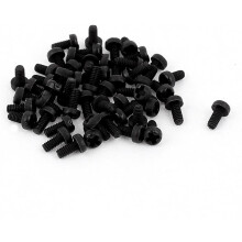 M2 x 4mm Nylon Phillips Cross Pan Head Machine Screws Black 50 PCS