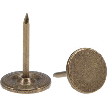Upholstery Nails Tacks 11mmx17mm Flat Head Furniture Nails Bronze Tone for Furniture Sofa Headboards, 100 Pcs
