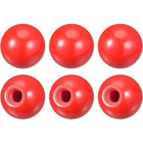 6Pcs Threaded Ball Knobs, M12 Female Thread Thermoset Ball Knob 1.57'' Dia Red Round Operation Ball Handles Embedded Threaded Knob for Machine Handle