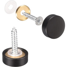 Mirror Screws, 14mm/0.55", 10Pcs Brass Decorative Cap Screws Cover Nails Fasteners for Mirror Tables Bath Plates Wardrobes Glass Signs, Black