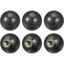 6Pcs Threaded Ball Knobs, M8 Female Thread Thermoset Ball Knob 1.18'' Dia Black Round Operation Ball Handles with Copper Insert for Machine Handle Too