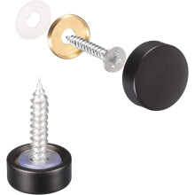 Mirror Screws, 12mm/0.47", 6Pcs Brass Decorative Cap Screws Cover Nails Fasteners for Mirror Tables Bath Plates Wardrobes Glass Signs, Black