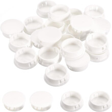 1-1/4" Plastic Hole Plugs, 66Pcs Flush Type Panel Round Snap in Fastener Knockout Locking Plugs for Furniture Insert End Caps Panels, White