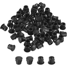 7/32" Plastic Hole Plugs, 110Pcs Flush Type Panel Round Snap in Fastener Knockout Locking Plugs for Furniture Insert End Caps Panels, Black