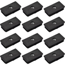 12Pcs Inserts for Rectangle Tubes with M8 Thread, for 2.36"x1.18" OD Rectangle Tube, Rectangle Black Plastic Plug Caster Insert Chair End Caps Furnitu