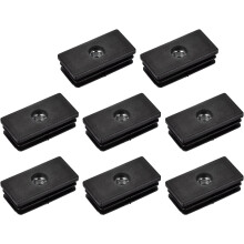 8Pcs Inserts for Rectangle Tubes with M8 Thread, for 1.57"x0.79" OD Rectangle Tube, Rectangle Black Plastic Plug Caster Insert Chair End Caps Furnitur