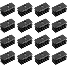 16Pcs Inserts for Rectangle Tubes with M6 Thread, for 1.18"x0.59" OD Rectangle Tube, Rectangle Black Plastic Plug Caster Insert Chair End Caps Furnitu