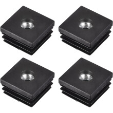 4Pcs M8 Threaded Inserts for 1.18" Square Tube, Black Plastic Plug Caster Inserts for Chair End Caps and Furniture Legs