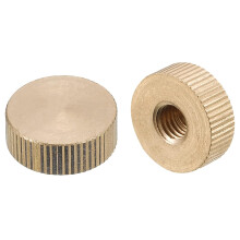 Knurled Thumb Nuts, 2pcs M10 x D20mm x H7mm Brass Knurled Nut Flat Head Blind Hole Lock Adjusting Nuts for 3D Printer Parts