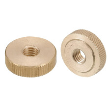Knurled Thumb Nuts, 4pcs M8 x D23mm x H7mm Brass Knurled Nut Flat Head Through Hole Lock Adjusting Nuts for 3D Printer Parts