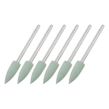 6pcs 800 Grits Abrasive Mounted Stone 2.35mm Shank 1/4"(6mm) Dia Pointed Point Heads Stone Grinding and Polishing Wheels for Nail Polishing
