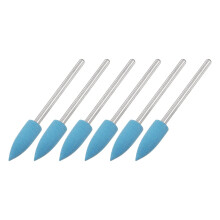6pcs 2000 Grits Abrasive Mounted Stone 2.35mm Shank 1/4"(6mm) Dia Pointed Point Heads Stone Grinding and Polishing Wheels for Nail Polishing
