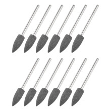 12pcs 120 Grits Abrasive Mounted Stone 2.35mm Shank 1/4"(6mm) Dia Pointed Point Heads Stone Grinding and Polishing Wheels for Nail Polishing