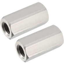 M12 X 1.75-Pitch 40mm Length 304 Stainless Steel Metric Hex Coupling Nut, 2-Pack