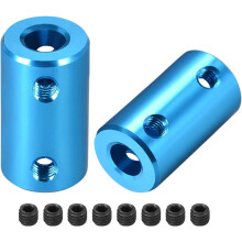 1/4 inch to 8mm Bore Rigid Coupling Set Screw L25XD14 Aluminum Alloy,Shaft Coupler Connector,Motor Accessories,Blue,2pcs