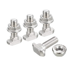 M8x25mm T Slot Drop-in Bolt and M8 Hexagon Flange Nut Set, 10 Sets Hammer Head T-Bolt T Shape Stud Sliding Screw for 40 Series Aluminum Profile