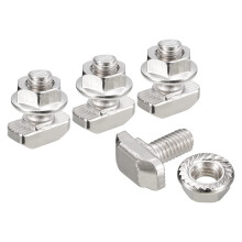 M6x12mm T Slot Drop-in Bolt and M6 Hexagon Flange Nut Set, 10 Sets Hammer Head T-Bolt T Shape Stud Sliding Screw for 30 Series Aluminum Profile