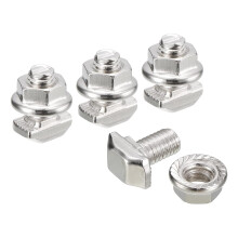 M5x10mm T Slot Drop-in Bolt and M5 Hexagon Flange Nut Set, 10 Sets Hammer Head T-Bolt T Shape Stud Sliding Screw for 20 Series Aluminum Profile