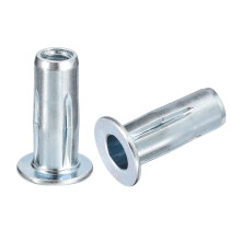 M8 Multi-Grip Rivet Nuts, 5pcs Pre-Bulbed Shank Flat Head Threaded Insert Nut Carbon Steel Plus Nuts for Construction Industrial