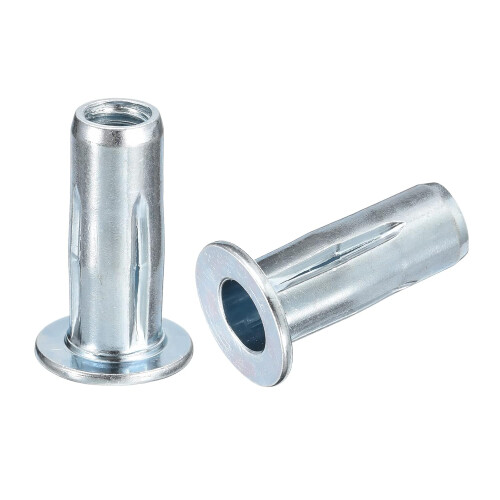M8 Multi-Grip Rivet Nuts, 5pcs Pre-Bulbed Shank Flat Head Threaded Insert Nut Carbon Steel Plus Nuts for Construction Industrial
