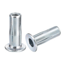 M6 Multi-Grip Rivet Nuts, 25pcs Pre-Bulbed Shank Flat Head Threaded Insert Nut Carbon Steel Plus Nuts for Construction Industrial
