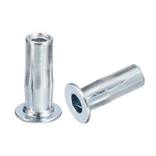 M5 Multi-Grip Rivet Nuts, 5pcs Pre-Bulbed Shank Flat Head Threaded Insert Nut Carbon Steel Plus Nuts for Construction Industrial