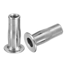 M5 Multi-Grip Rivet Nuts, 5pcs Pre-Bulbed Shank Flat Head Threaded Insert Nut 304 Stainless Steel Plus Nuts for Construction Industrial